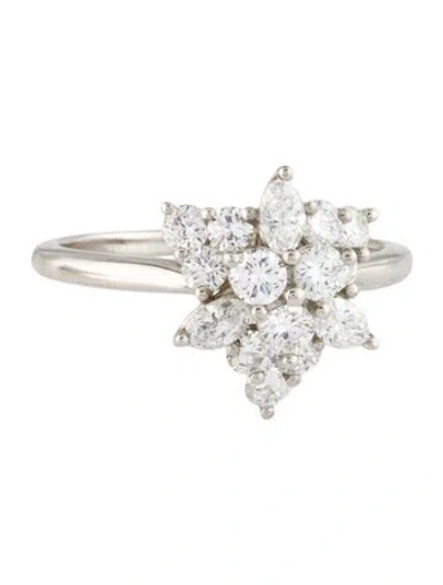 Pre-owned Tiffany & Co Vintage Platinum 1.06ctw Diamond Cluster Cocktail Ring In Multi