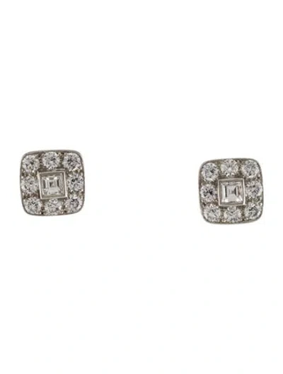 Pre-owned Tiffany & Co Vintage Platinum 1.60ctw Diamond Square Stud Earrings In Multi