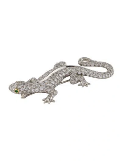 Pre-owned Tiffany & Co Vintage Platinum 4.50ctw Diamond Cord Lizard Pendant Brooch In Black