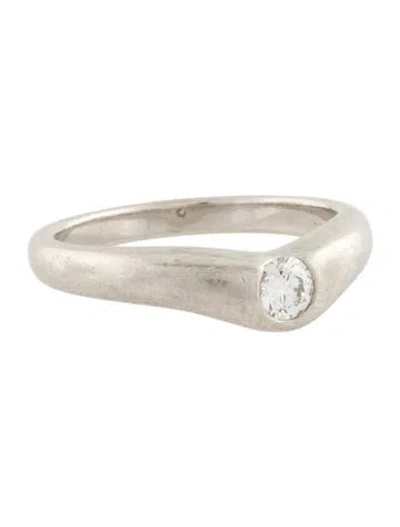 Pre-owned Tiffany & Co Vintage Platinum Diamond Curved Band In Multi