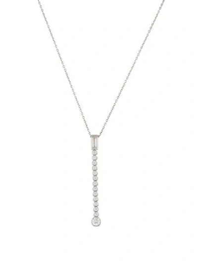 Pre-owned Tiffany & Co Vintage Platinum Diamond Drop Jazz Pendant Necklace, 1.5" In Multi