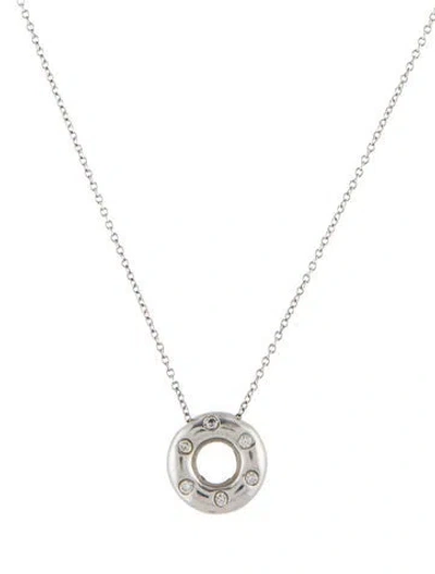 Pre-owned Tiffany & Co Vintage Platinum Diamond Etoile Circle Pendant Necklace, 17" In Multi