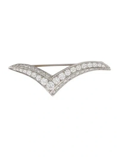 Pre-owned Tiffany & Co Vintage Platinum Diamond Seagull Pin Brooch In Multi
