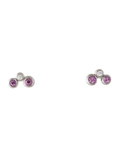 Pre-owned Tiffany & Co Vintage Platinum Ruby & Diamond Bubble Earrings In Multicolor