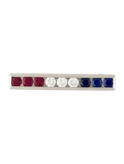 Pre-owned Tiffany & Co Vintage Platinum Ruby, Sapphire, & Diamond Pin In Multi