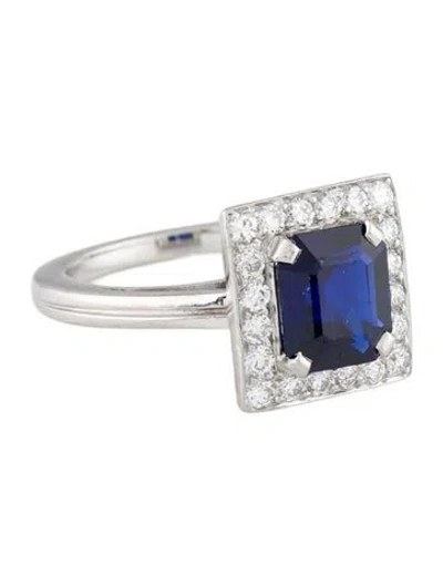 Pre-owned Tiffany & Co Vintage Platinum Sapphire & Diamond Cocktail Ring In Multi