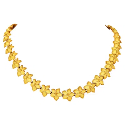 Pre-owned Tiffany & Co . Vintage Plumeria 18k Yellow Gold Flower Choker Necklace