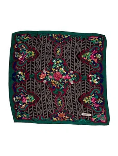 Pre-owned Tiffany & Co Vintage Printed Scarf In Green