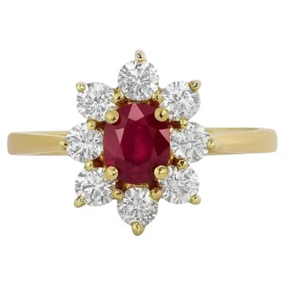 Pre-owned Tiffany & Co Vintage Rare Tiffany 18k Yellow Gold Ruby Diamond Ring