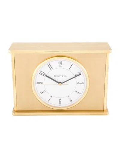 Pre-owned Tiffany & Co Vintage Rectangular Desk Clock In Gold