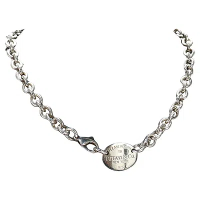 Pre-owned Tiffany & Co Vintage Return To . Sterling Silver Cable Link 15" Choker Necklace In Multi
