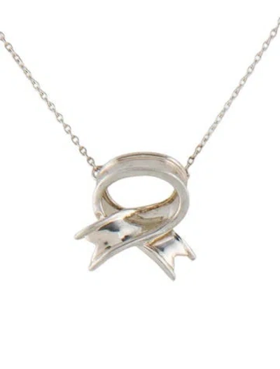 Pre-owned Tiffany & Co Vintage Ribbon Pendant Necklace, 18.5" In Multi
