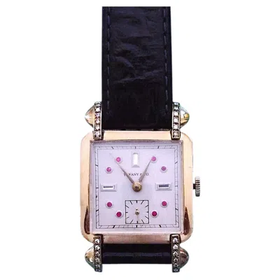Pre-owned Tiffany & Co . Vintage Ruby Diamond Dial Manual Wind Watch Collector Wristwatch In Multi