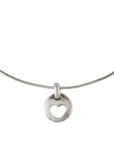 Pre-owned Tiffany & Co Vintage Stencil Cut Out Heart Pendant Necklace, 16" In Multi