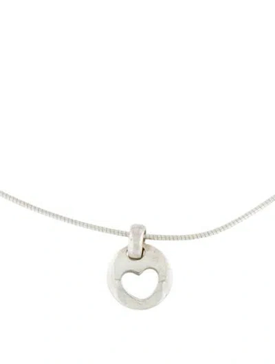 Pre-owned Tiffany & Co Vintage Stencil Heart Cut Out Pendant Necklace, 16" In Multi