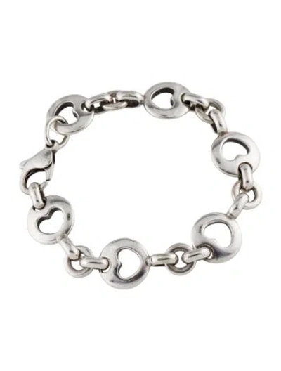 Pre-owned Tiffany & Co Vintage Stencil Heart Link Bracele, 6.5" In Multi