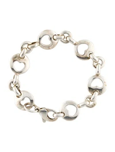 Pre-owned Tiffany & Co Vintage Stencil Heart Link Bracelet, 6.25" In Multi