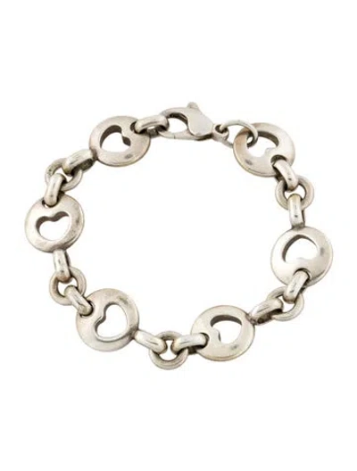 Pre-owned Tiffany & Co Vintage Stencil Heart Link Bracelet, 6.5" In Multi