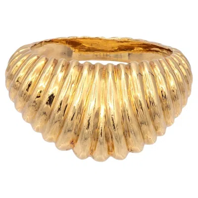 Pre-owned Tiffany & Co Vintage . 14k Yellow Gold Bomb� Domed Ribbed Ring
