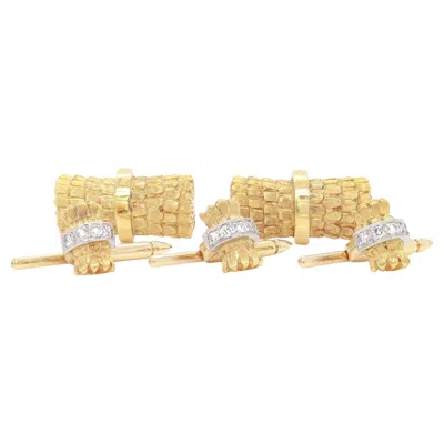 Pre-owned Tiffany & Co Vintage . 18k Gold & Diamond Cufflink Dress Set In Multi