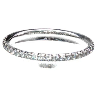 Pre-owned Tiffany & Co Vintage  18k White Gold Diamond Eternity Ring Sz 6.25 1.1g + Pouch