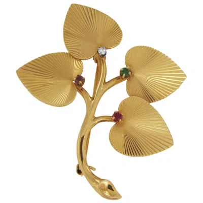 Pre-owned Tiffany & Co Vintage . 4 Stones Yellow Gold Brooch Pin