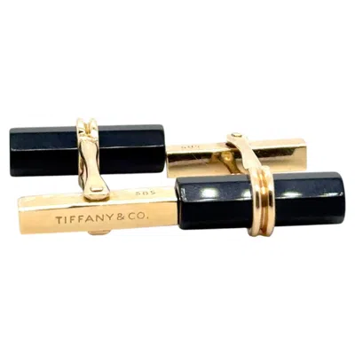 Pre-owned Tiffany & Co Vintage . Double Baton Black Onyx 14k Yellow Gold Cufflinks