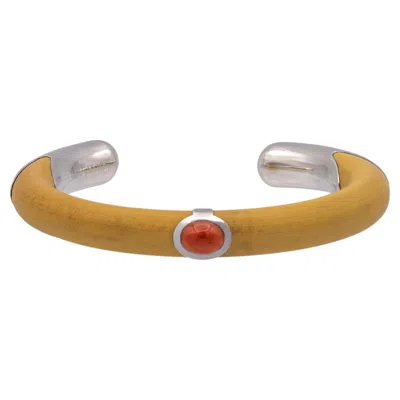Pre-owned Tiffany & Co Vintage . Elsa Peretti Silver Rattan Wood Cuff Bracelet C. 1976 In Multi