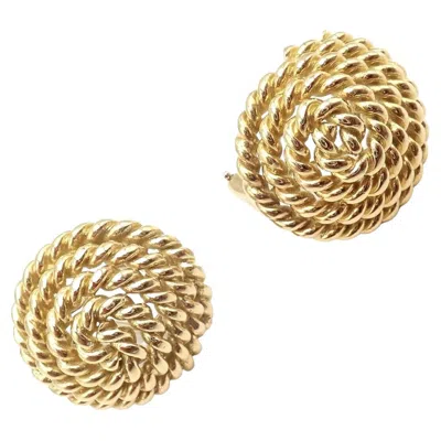 Pre-owned Tiffany & Co Vintage  Large Coiled Rope Yellow Gold Earrings