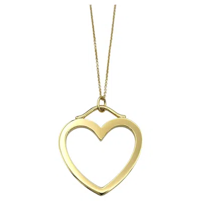 Pre-owned Tiffany & Co Vintage . Large Open Heart Pendant Necklace 18 Karat Yellow Gold