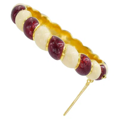 Pre-owned Tiffany & Co Vintage . Red & White Enamel Bracelet Yellow Gold.