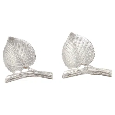 Pre-owned Tiffany & Co Vintage . Sterling Silver Branch & Birch Leaf Placecard Holders