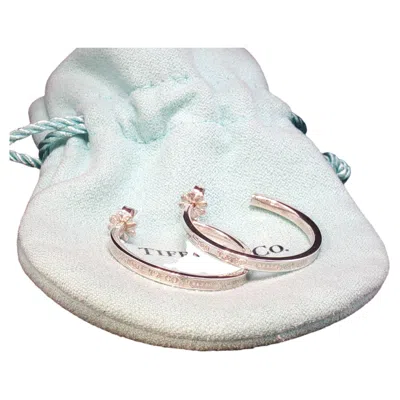 Pre-owned Tiffany & Co Vintage . Sterling Silver Hoop Earrings 925 1837 26mm + Pouch In Multiple