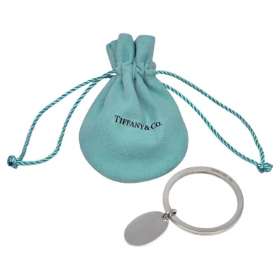 Pre-owned Tiffany & Co Vintage  Sterling Silver Oval Tag Dangle Key Ring With Pouch #22481 In Multi