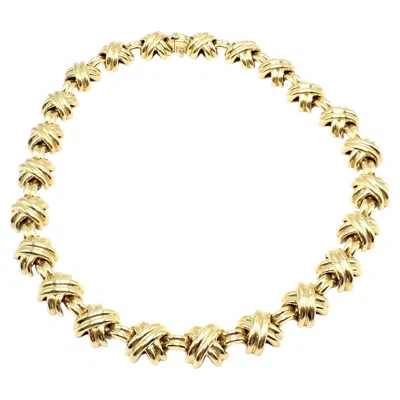 Pre-owned Tiffany & Co Vintage  Yellow Gold Large X Classic Signature Necklace