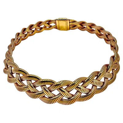 Pre-owned Tiffany & Co Vintage . Yellow Gold Triple Strand Braided Tubogas Choker Necklace