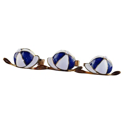 Pre-owned Tiffany & Co Vintage Tiffany Shlumberger 14k/18k Gold Enamel Jockey Cufflink Tie Stud Set In Multi