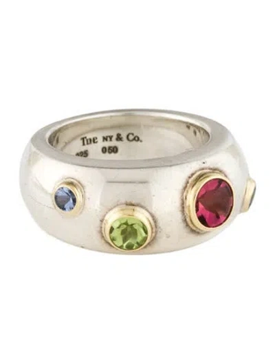 Pre-owned Tiffany & Co Vintage Tourmaline, Peridot & Sapphire Etoile Band In Multi