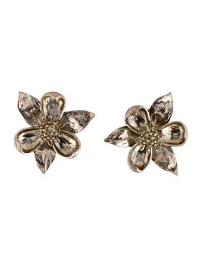Pre-owned Tiffany & Co Vintage Trillium Flower Earclip Earrings In Multi