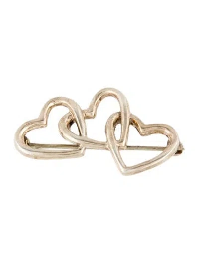 Pre-owned Tiffany & Co Vintage Triple Heart Brooch In Multi