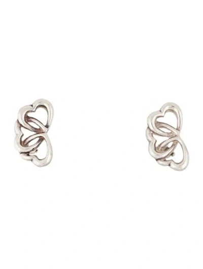 Pre-owned Tiffany & Co Vintage Triple Heart Clip-on Earrings In Multi