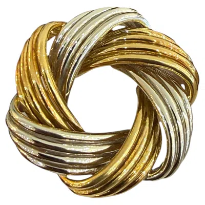 Pre-owned Tiffany & Co . Vintage Two-tone 18k Gold Love Knot Brooch Pin Made In Italy In Multiple