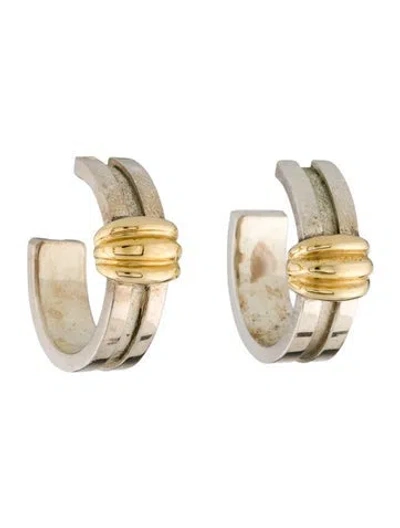 Pre-owned Tiffany & Co Vintage Two-tone Atlas Hoop Earrings In Multi