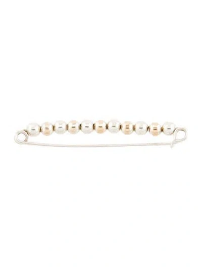 Pre-owned Tiffany & Co Vintage Two-tone Bead Safety Pin Brooch In Multi