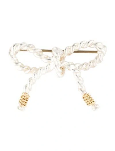Pre-owned Tiffany & Co Vintage Two-tone Bow Brooch In Multi