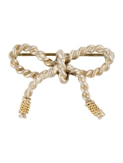 Pre-owned Tiffany & Co Vintage Two-tone Bow Brooch In Multi