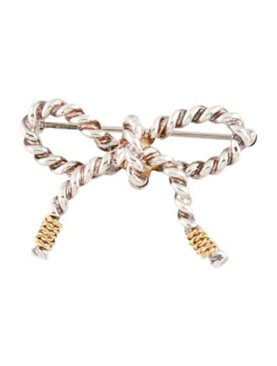 Pre-owned Tiffany & Co Vintage Two-tone Bow Brooch In Multi