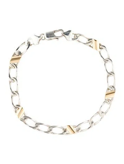 Pre-owned Tiffany & Co Vintage Two-tone Curb Chain Bracelet, 7.5" In Multi