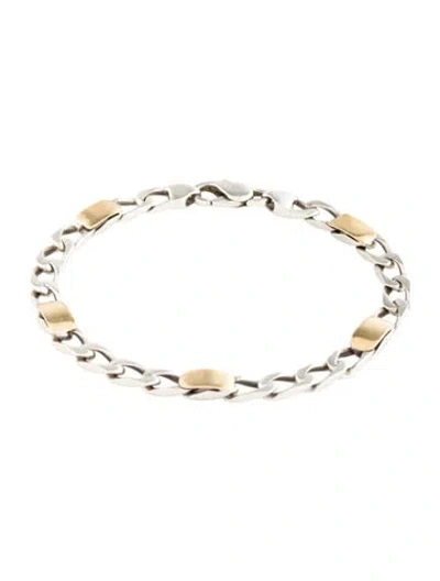 Pre-owned Tiffany & Co Vintage Two-tone Curb Link Bracelet, 7" In Multi