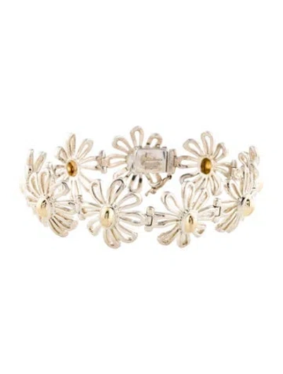 Pre-owned Tiffany & Co Vintage Two-tone Daisy Link Bracelet, 7.25" In Multi